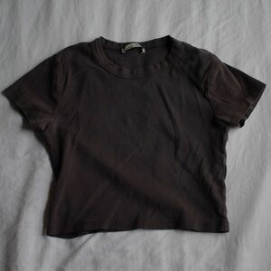 Charcoal Grey Baby Tee Crop Top